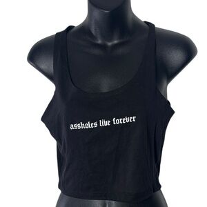 Assholes live forever Kirill Linda finegold black graphic crop tank top baby